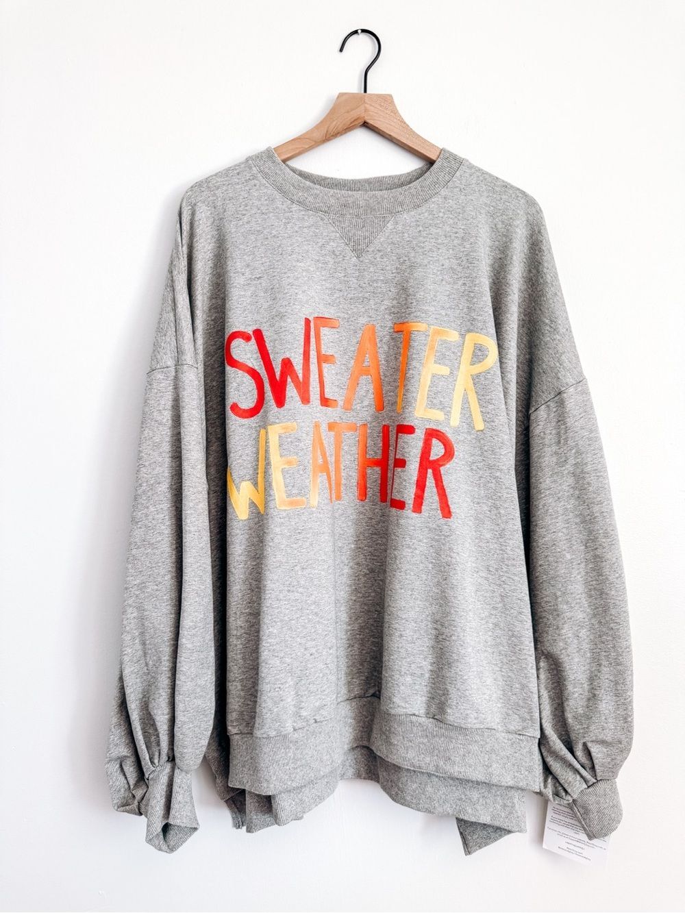 Wren + Glory Sweater Weather Hand Painted Oversized Crewneck Sweatshirt OS